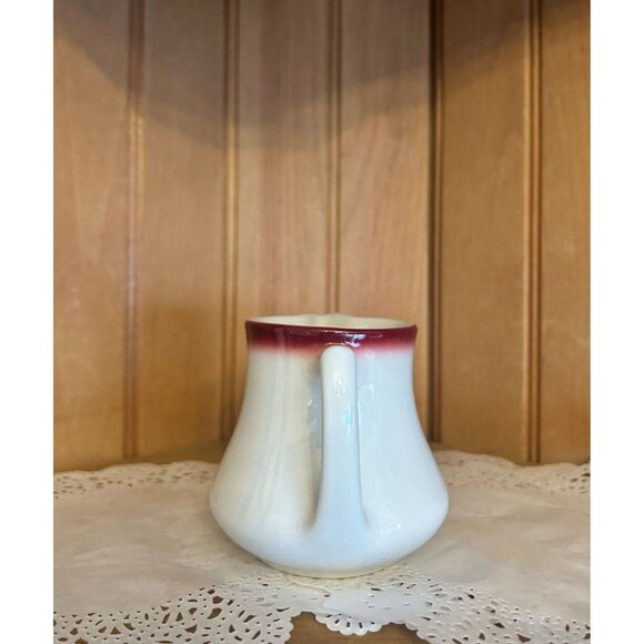 Vintage Shenango Pottery Miniature Creamer Pitcher Jug Red White - Picture 2 of 8